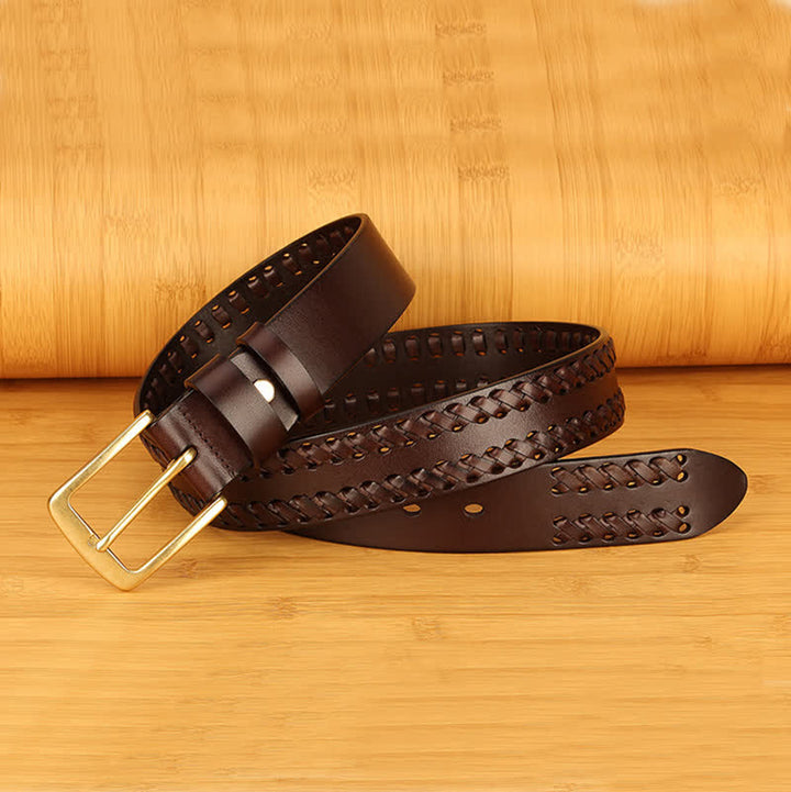 Cintura in pelle intrecciata casual da lavoro per uomo - image 1