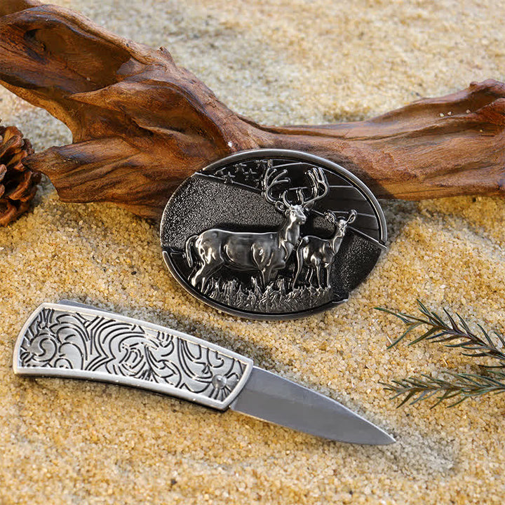 Set di fibbie per cintura in pelle fai da te con coltello pieghevole nascosto, molto popolare tra gli uomini