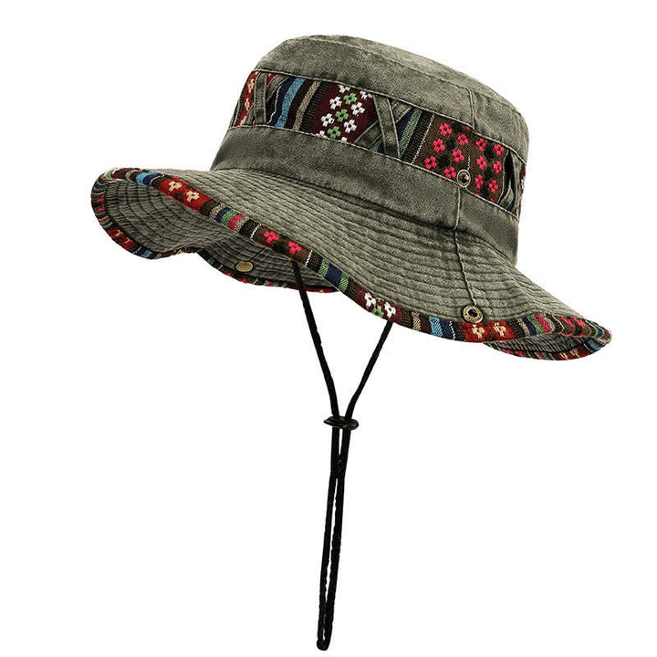 Cappello unisex Boho geometrico floreale - Verde oliva - Regolabile (21 1/4"-22 7/8") - image 6