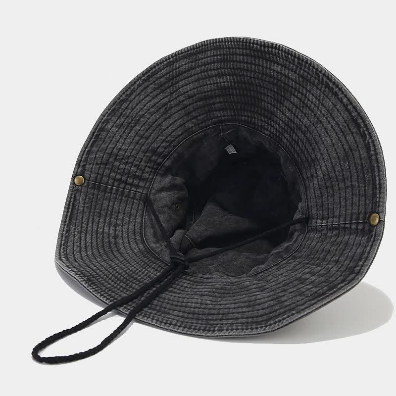Cappello da pescatore unisex con toppa in denim e protezione solare