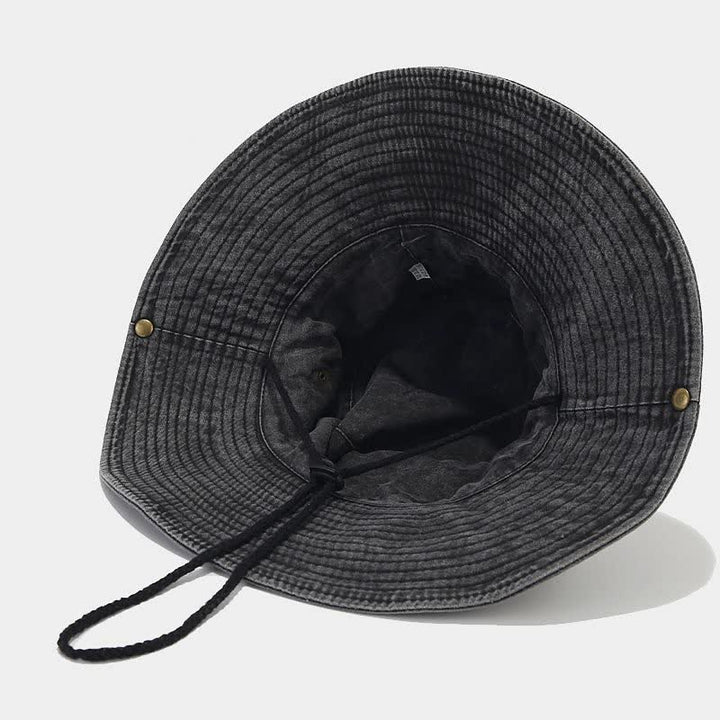 Cappello da pescatore unisex con toppa in denim e protezione solare