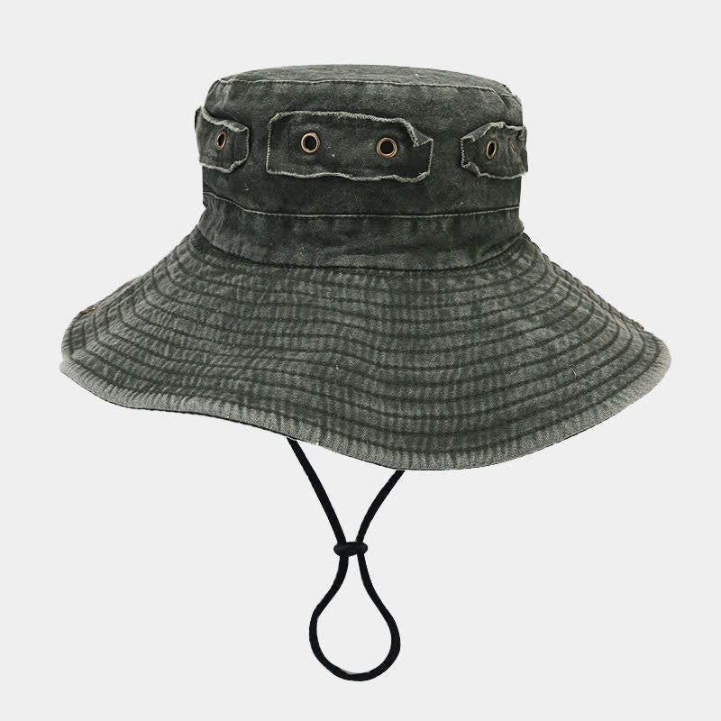 Cappello da pescatore unisex con toppa in denim e protezione solare