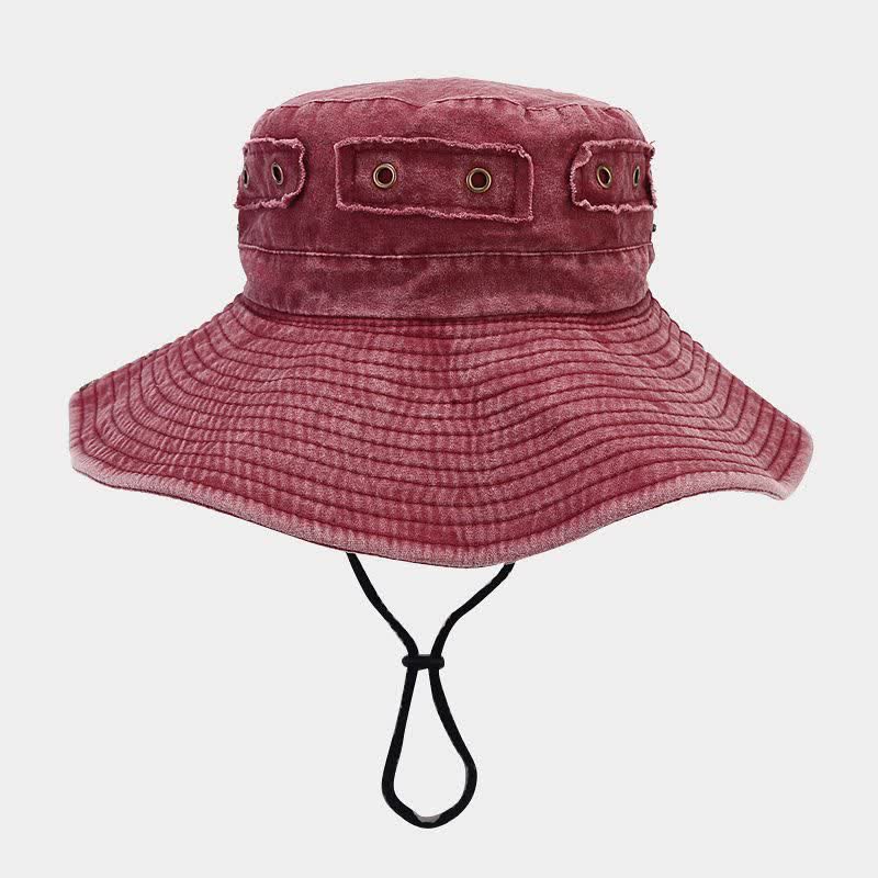 Cappello da pescatore unisex con toppa in denim e protezione solare