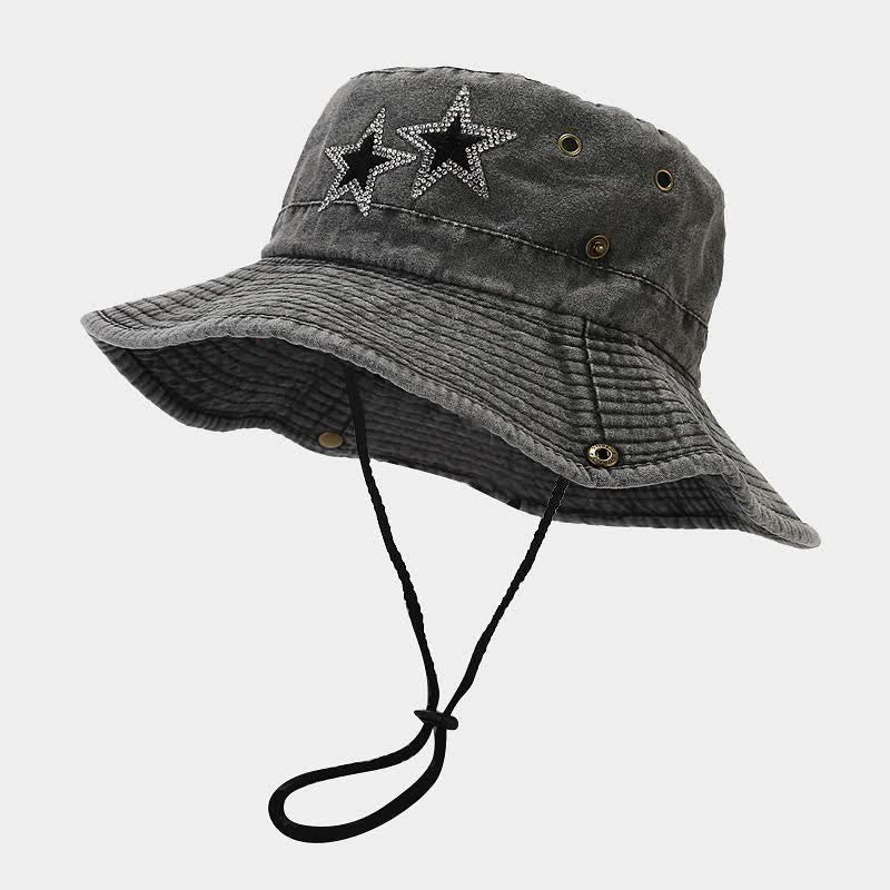 Cappello da cowboy unisex con stella e strass