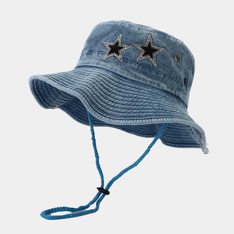 Cappello da cowboy unisex con stella e strass
