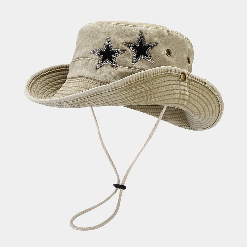 Cappello da cowboy unisex con stella e strass