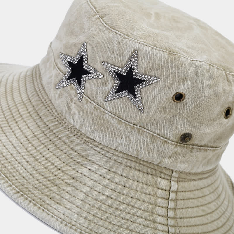 Cappello da cowboy unisex con stella e strass