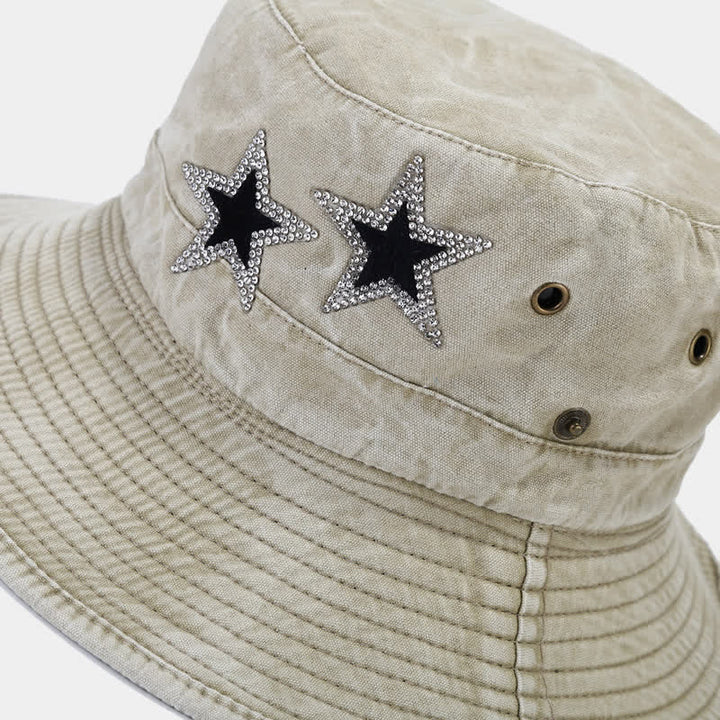 Cappello da cowboy unisex con stella e strass