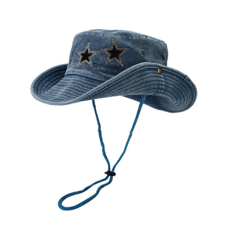 Cappello da cowboy unisex con stella e strass