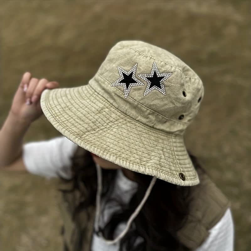 Cappello da cowboy unisex con stella e strass