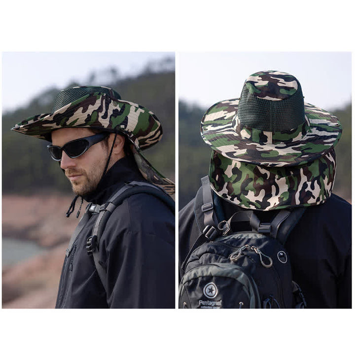 Cappello da pescatore con design a rete mimetica da uomo