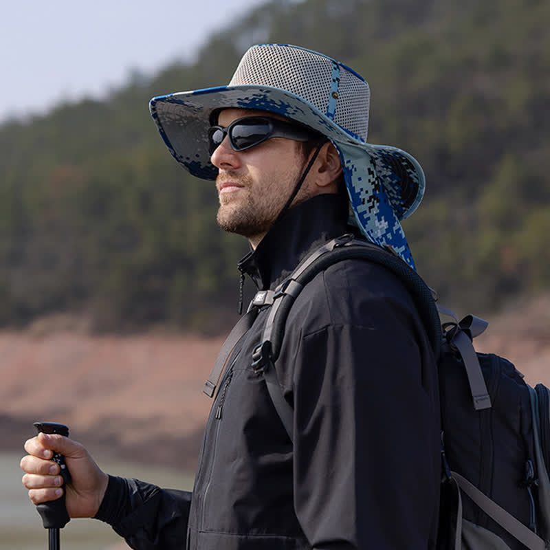 Cappello da pescatore con design a rete mimetica da uomo