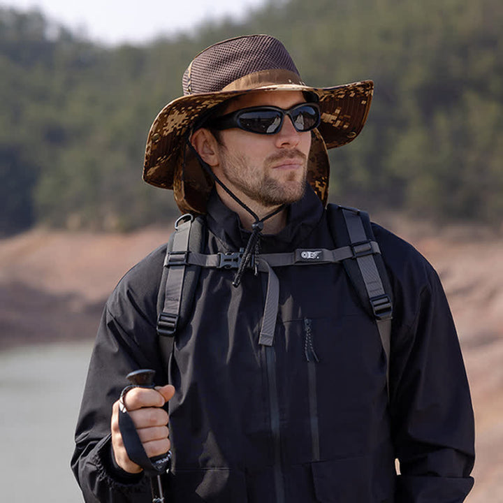Cappello da pescatore con design a rete mimetica da uomo