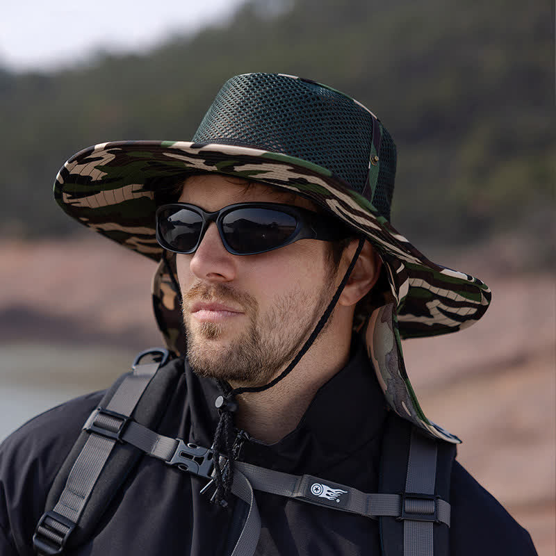 Cappello da pescatore con design a rete mimetica da uomo