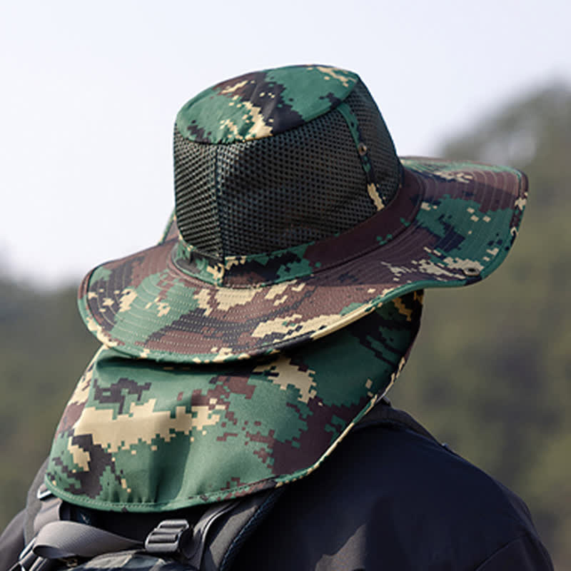 Cappello da pescatore con design a rete mimetica da uomo
