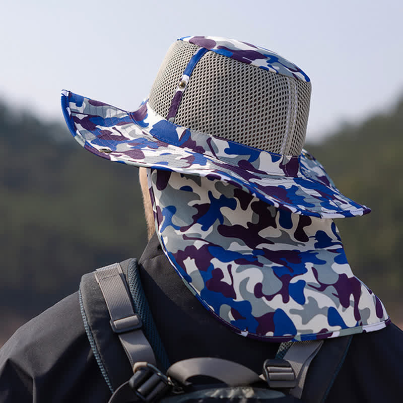 Cappello da pescatore con design a rete mimetica da uomo