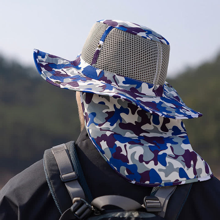 Cappello da pescatore con design a rete mimetica da uomo