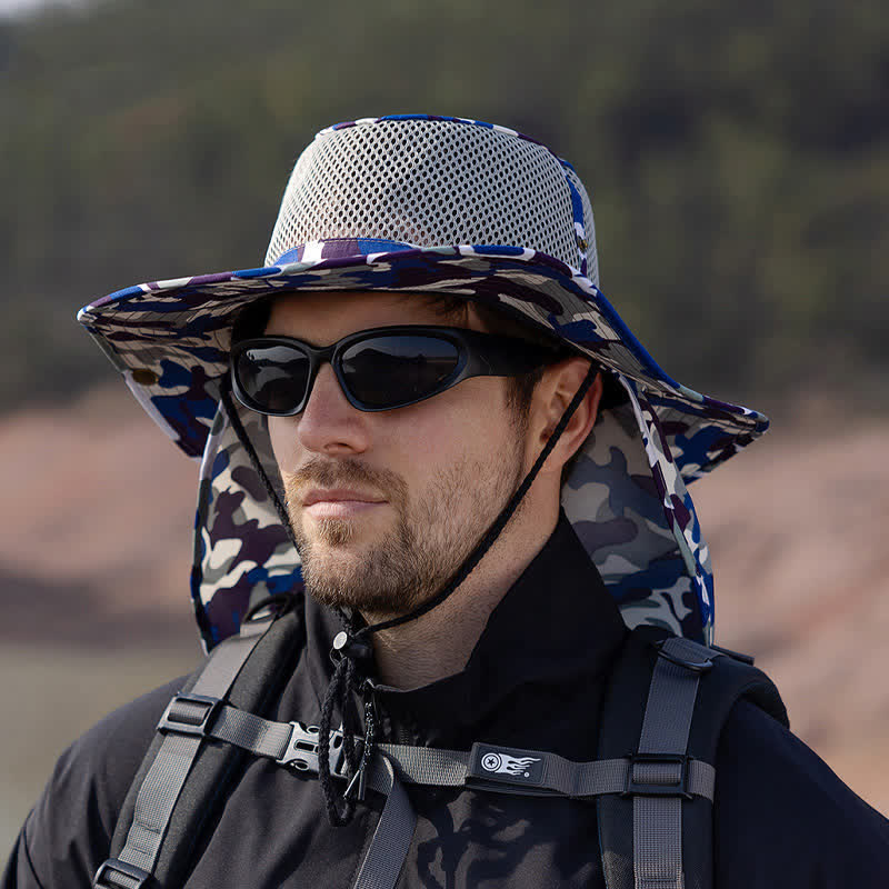 Cappello da pescatore con design a rete mimetica da uomo