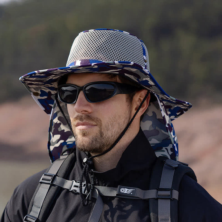 Cappello da pescatore con design a rete mimetica da uomo