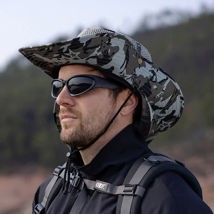 Cappello da pescatore con design a rete mimetica da uomo