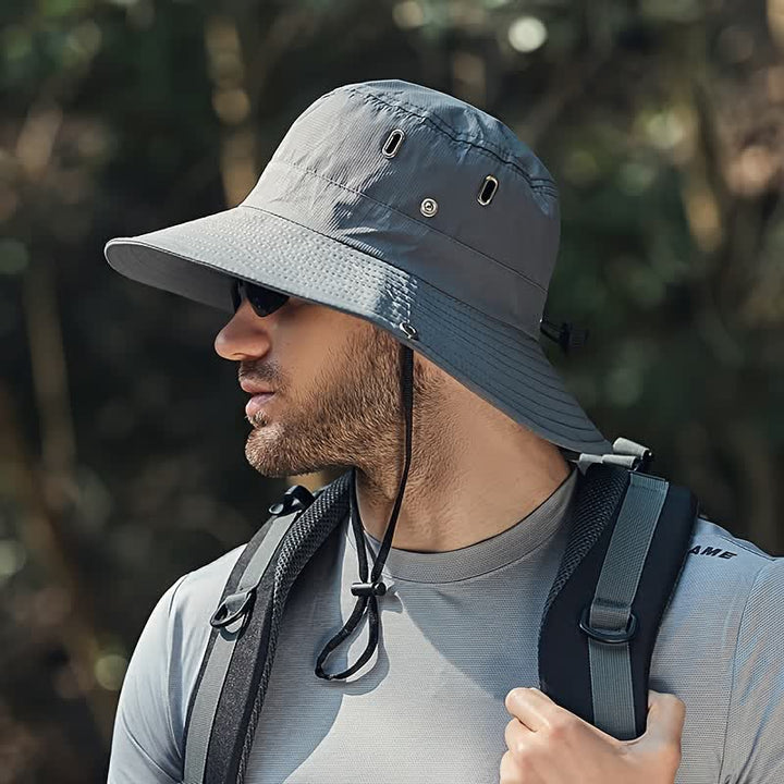 Cappello da pescatore da alpinismo con tesa larga e parasole da uomo