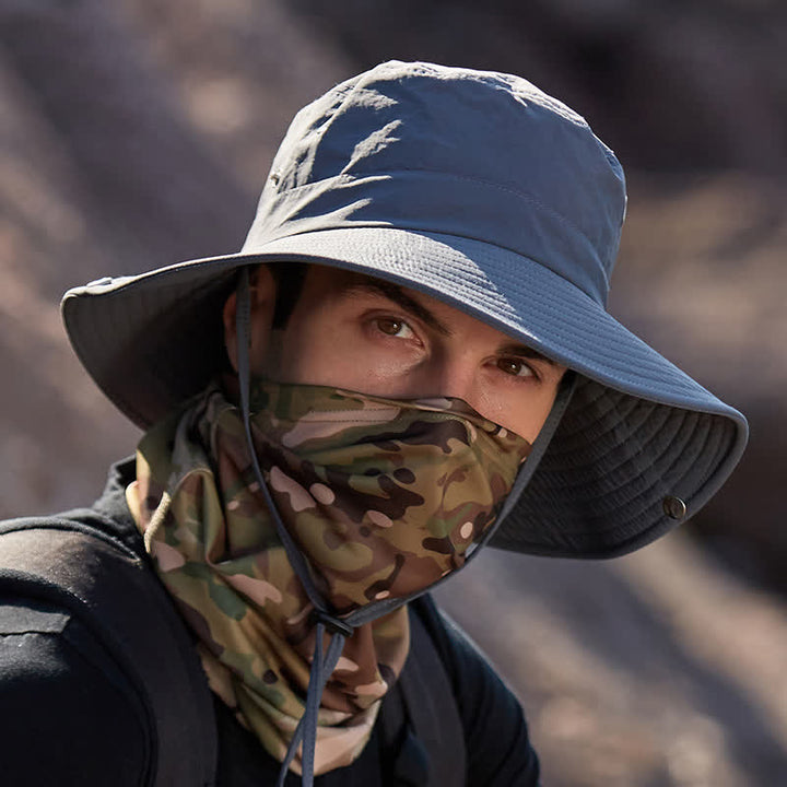 Cappello da pescatore da alpinismo con tesa larga e parasole da uomo
