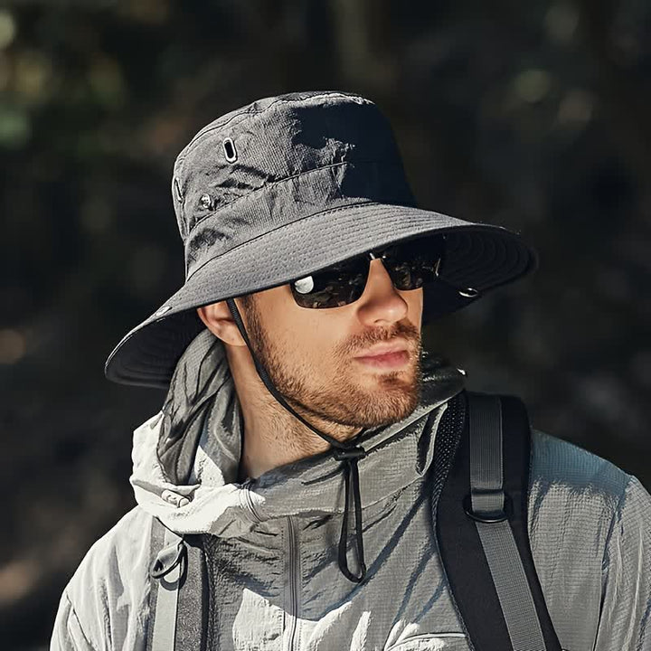 Cappello da pescatore da alpinismo con tesa larga e parasole da uomo