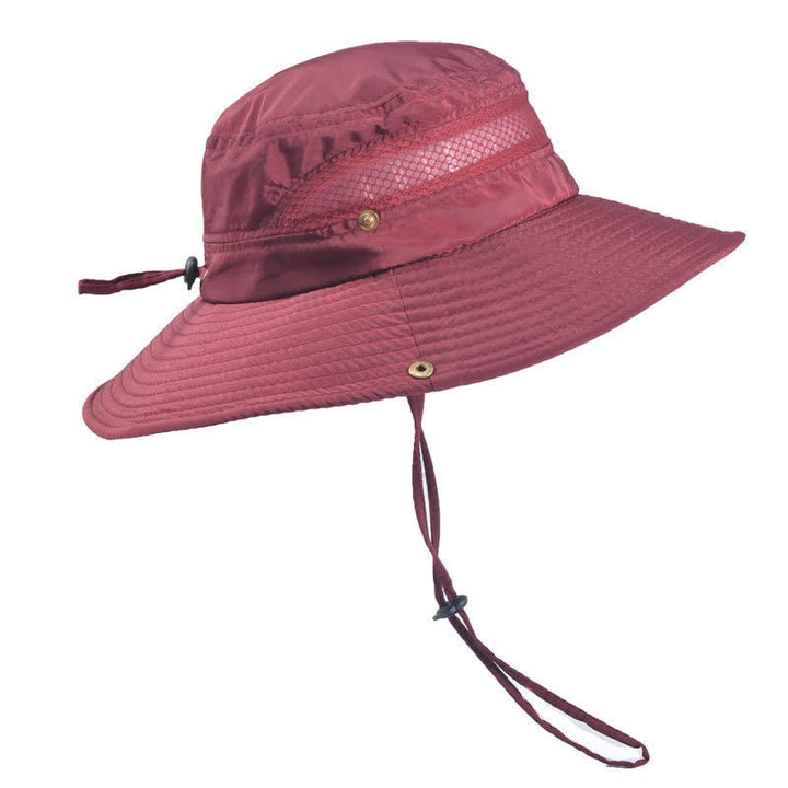 Cappello da pescatore a tesa larga in rete traspirante da uomo per esterni - Vino rosso - Misura M (22"-22 7/8") - image 9