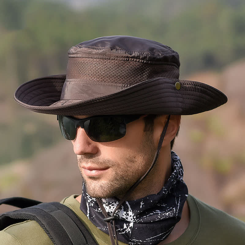 Cappello da pescatore a tesa larga in rete traspirante da uomo per esterni - image 0