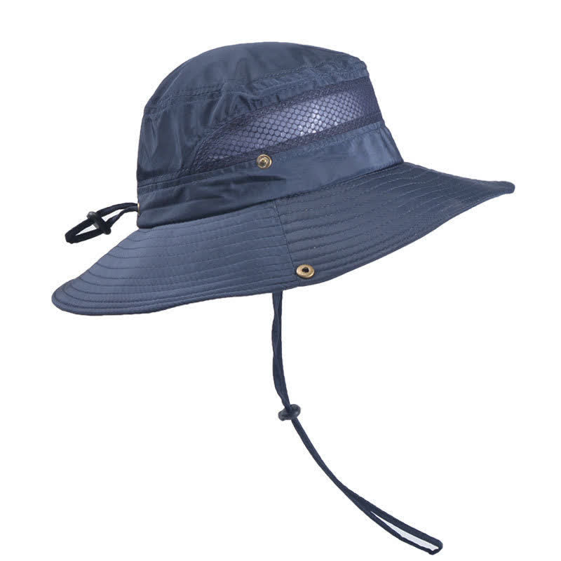 Cappello da pescatore a tesa larga in rete traspirante da uomo per esterni
