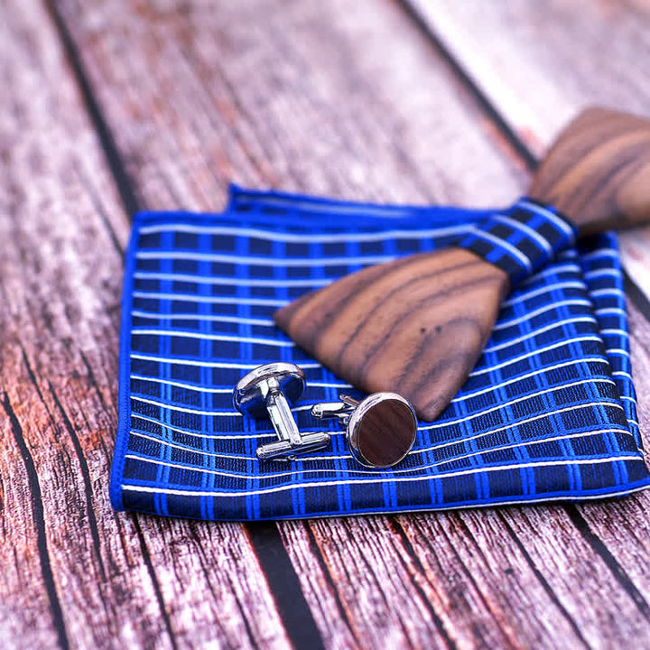 Set di 3 papillon in legno di noce nero alla moda da uomo