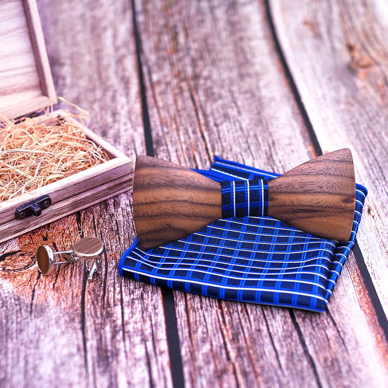 Set di 3 papillon in legno di noce nero alla moda da uomo