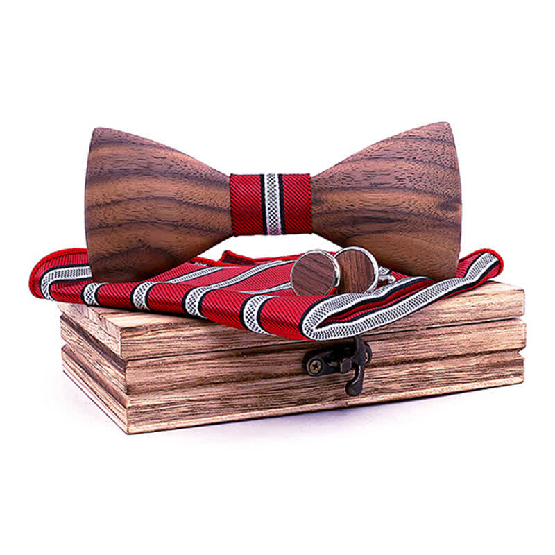 Set di 3 papillon in legno di noce nero alla moda da uomo