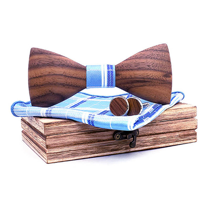 Set di 3 papillon in legno di noce nero alla moda da uomo