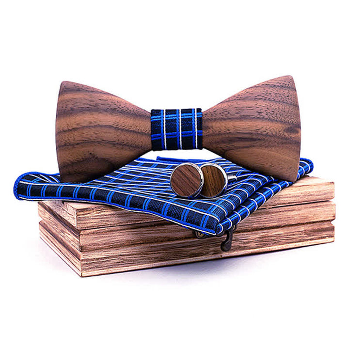 Set di 3 papillon in legno di noce nero alla moda da uomo