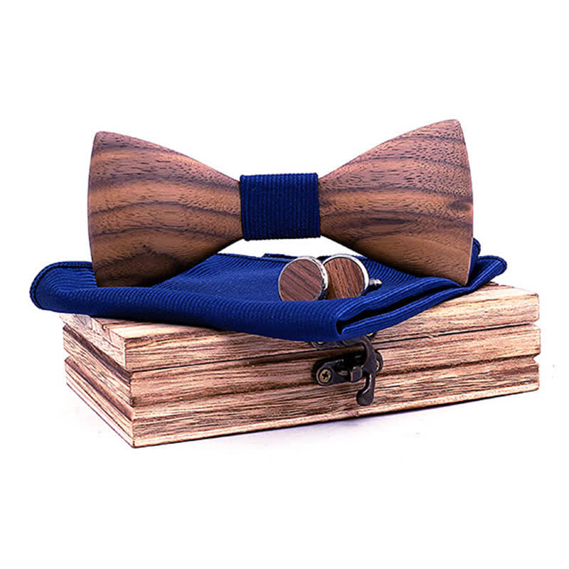 Set di 3 papillon in legno di noce nero alla moda da uomo