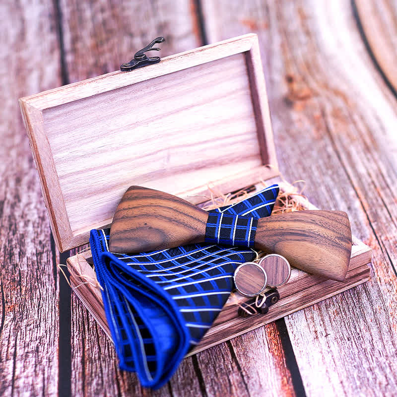 Set di 3 papillon in legno di noce nero alla moda da uomo