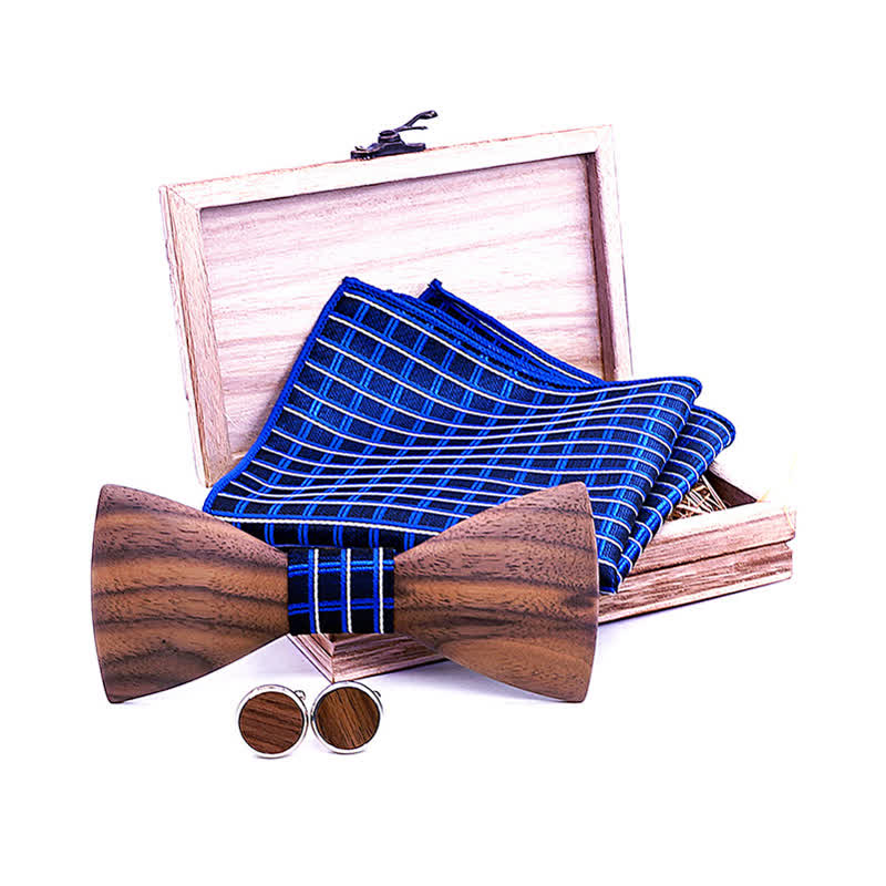Set di 3 papillon in legno di noce nero alla moda da uomo