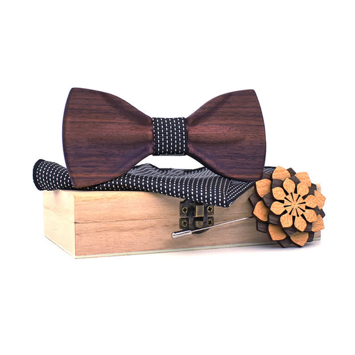 Set di 3 papillon decorativi in legno naturale da uomo