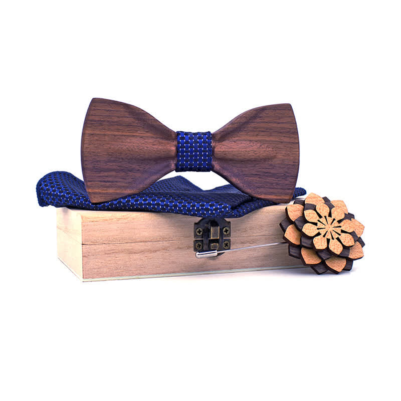 Set di 3 papillon decorativi in legno naturale da uomo