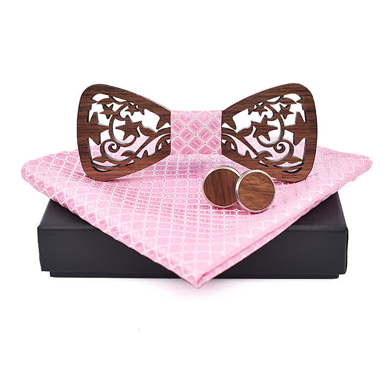 Set di 3 papillon in legno con stella cava creativa da uomo - Rosa - image 9