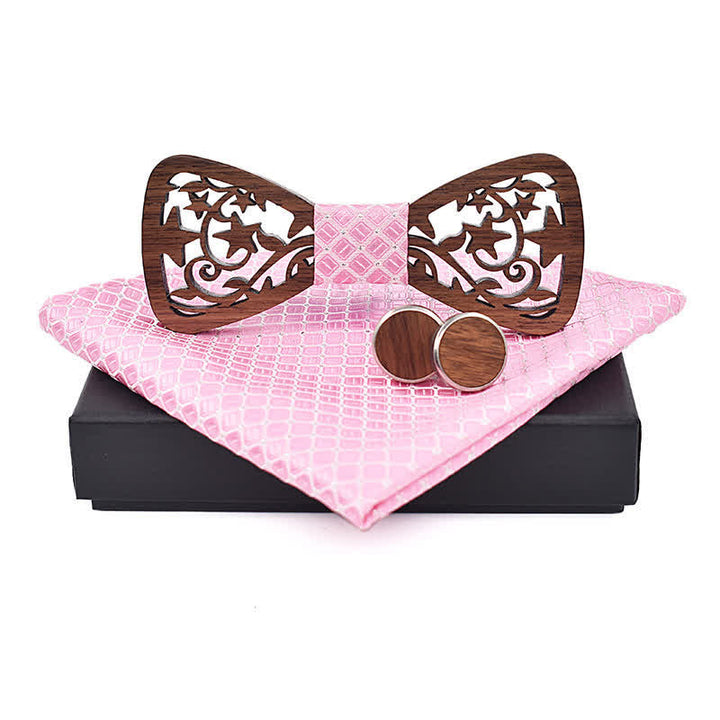 Set di 3 papillon in legno con stella cava creativa da uomo - Rosa - image 9