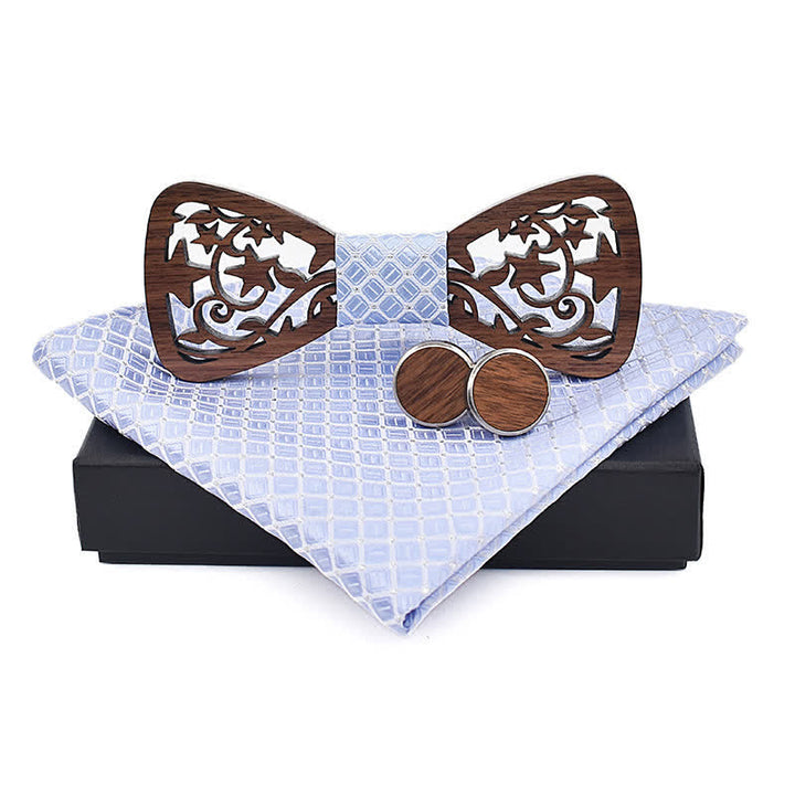 Set di 3 papillon in legno con stella cava creativa da uomo