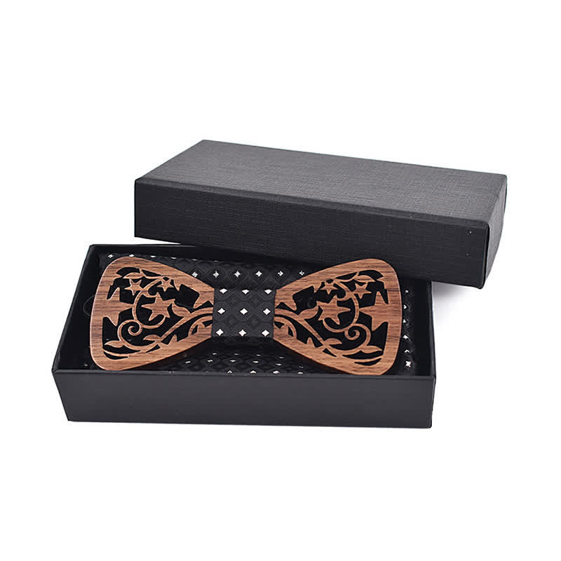 Set di 3 papillon in legno con stella cava creativa da uomo