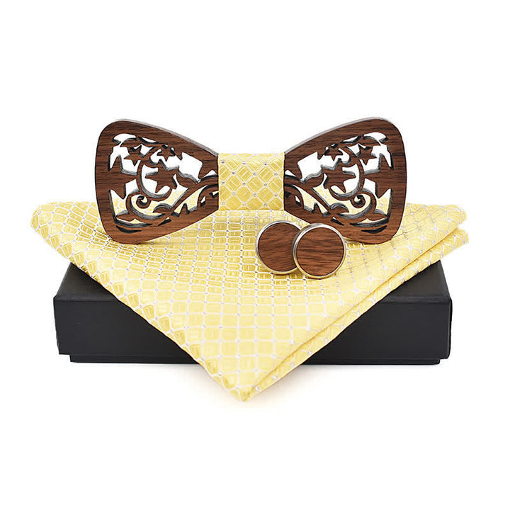 Set di 3 papillon in legno con stella cava creativa da uomo - Giallo - image 13