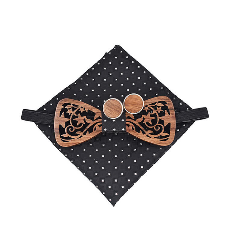 Set di 3 papillon in legno con stella cava creativa da uomo