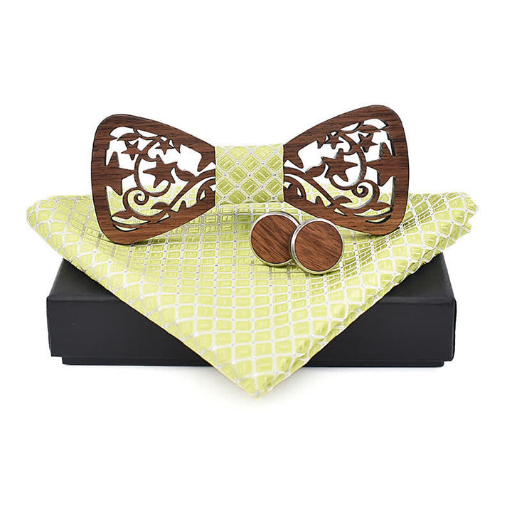 Set di 3 papillon in legno con stella cava creativa da uomo - GialloVerde - image 7