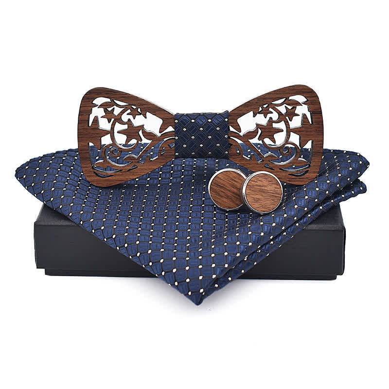 Set di 3 papillon in legno con stella cava creativa da uomo