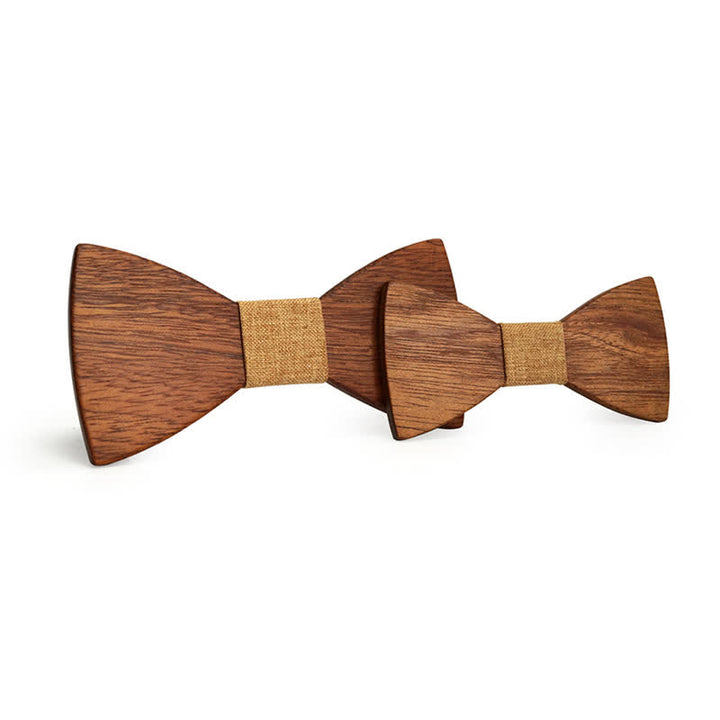 Set di 2 papillon in legno massello naturale per genitori e figli da uomo