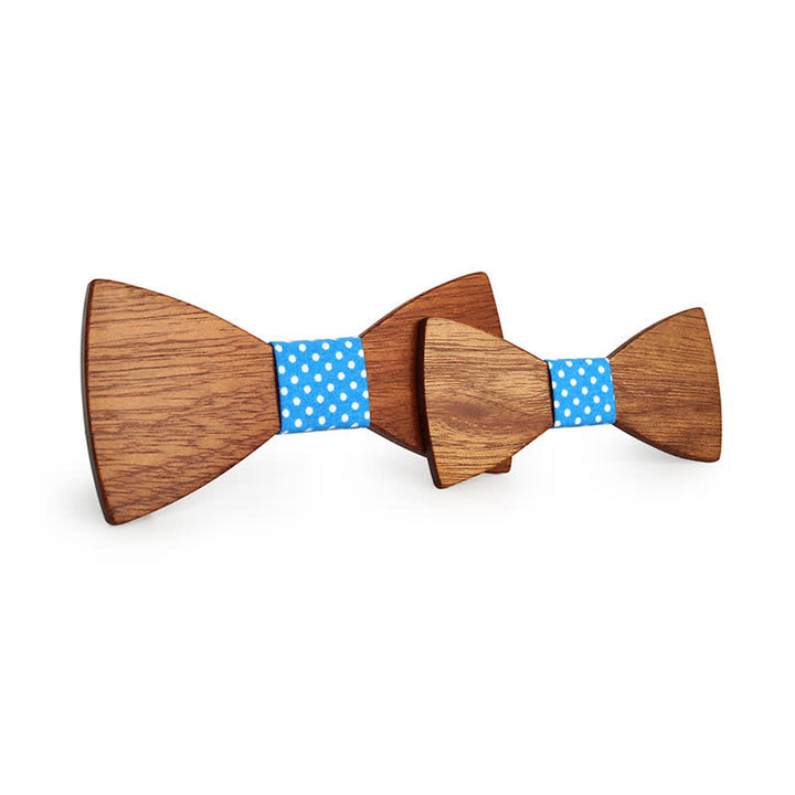 Set di 2 papillon in legno massello naturale per genitori e figli da uomo